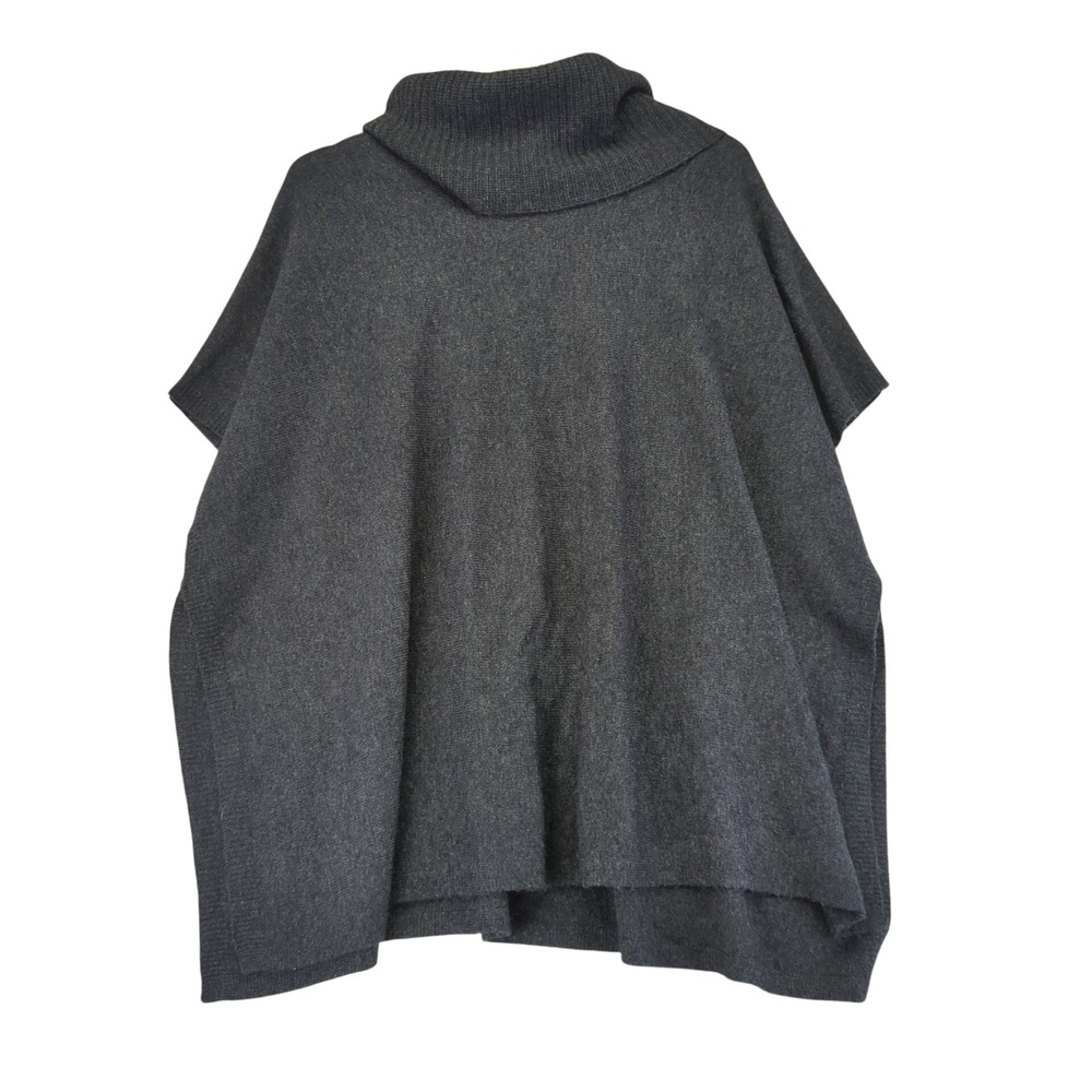 Halogen Cashmere Blend‎ Turtleneck Poncho Sweater Women Medium Large Gray Shawl